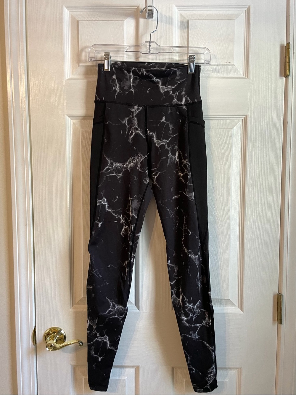 BuffBunny Black Marble-Print High-Rise Leggings